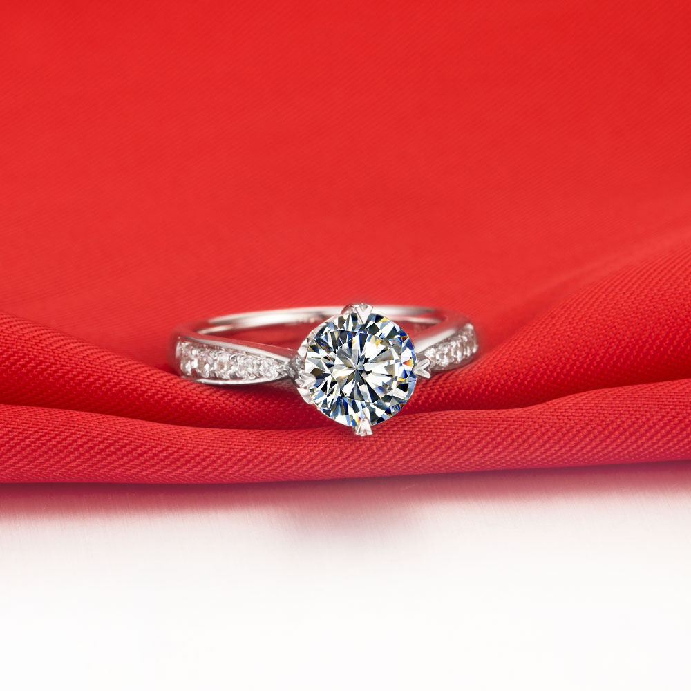 Real Solid 18K White Gold Female Marriage Ring 1CT Genuine Moissanite Women Wedding Anniversary Ring Promise Love Forever · v2
